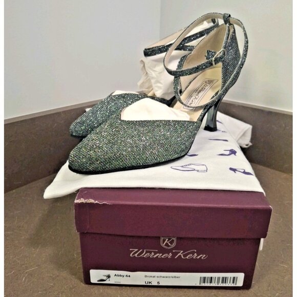 Werner Kern Abby Dance Shoe - 2.5" Silver UK Size 5 - Picture 1 of 8